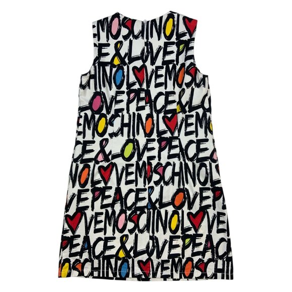 Love Moschino Peace & Love Logo All Over Print Dress 2 Shift Mini - Picture 14 of 16